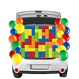 Panelee Building Block Party Supplies Colorful Bricks Toy Party Favor Trunk Decorating Kit Building Block Theme Birthday Party Banner Trunk or Treat Car Garage Decor