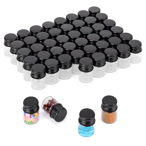 Kesell 49 Pack 5ml Clear Glass Bottles with Screw Aluminum Caps