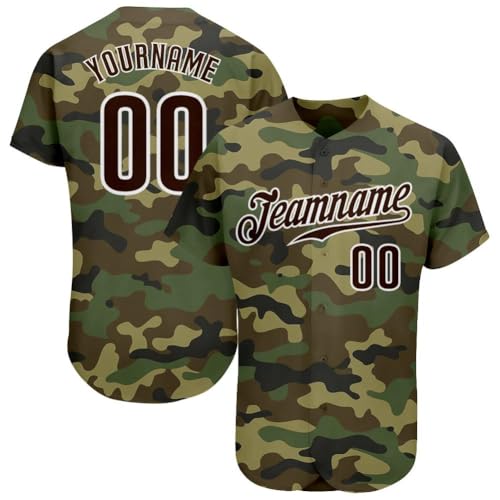 Personalizada Camiseta de Béisbol Camuflaje para Mujeres, Hombres y Jóvenes con Nombre, Número y Logo Impresos, Uniforme Deportivo de Softbol y Béisbol miniatura 1