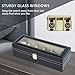 YMKWZ Watch Box Organizer 6 Slots Watch Display Case with Glass Lid Anti-Scratch Watch Storage Organizer Fashion PU Leather Watch Holder for Men Women Birthday Gift 30x11x8cm