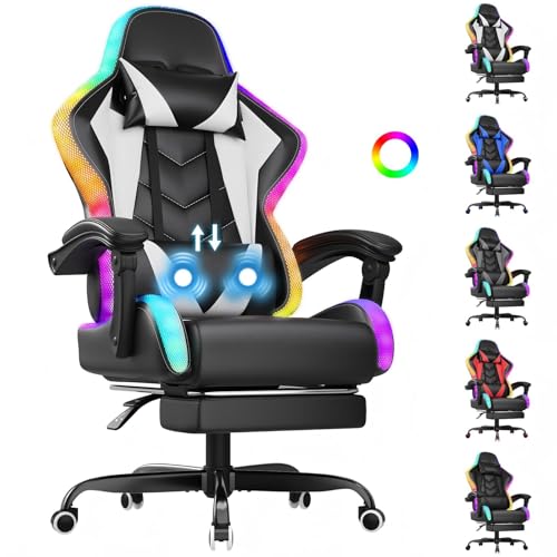 TRIUMPHKEY Sedia da Gioco con Luce RGB LED di Stile Gaming, 366...