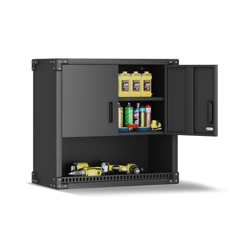 VIYET Garage Wall Cabinet,Metal Wall Cabinet with Doors and Adjustable Shelves,Steel Utility Wall Mounted Tool Cabinets for Home,Office,Kitchen,Warehouse