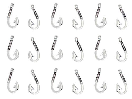 Pack of 50 Alloy Bulk Fish Hook Charms Pendents 13mmx31mm Jewelry Findings for Making Bracelet and Necklace (Silver 50pcs) Pack of 50 Alloy Bulk Fish Hook Charms Pendents 13mmx31mm Jewelry Findings for Making Bracelet and Necklace (Silver 50pcs)