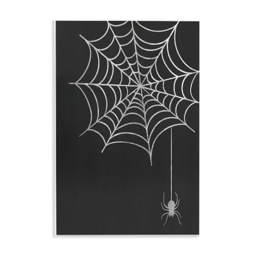 Casual Black Hanging Spider Web, 13 x 19 Inch Mounted Print on Wall Plaque