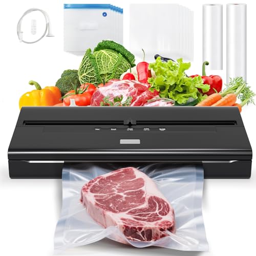 Vacuum Sealer Machine, 85Kpa vacuum sealer for food with Bags Storage and Built-in Cutter,food vacuum sealer machine,Complete Starter Kits
