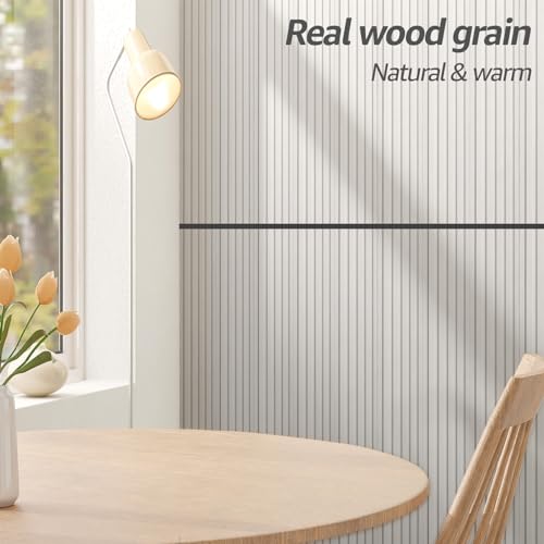 Image of Art3d 48 x 6 in WPC Wood Slat Wall Panels, 3D Wall Accents, 16-Pack, White