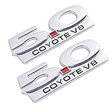 2Pack 5.0 Coyote V8 Emblem for Ford Mustang F150 F250 F350 Badge Decals (Silver)