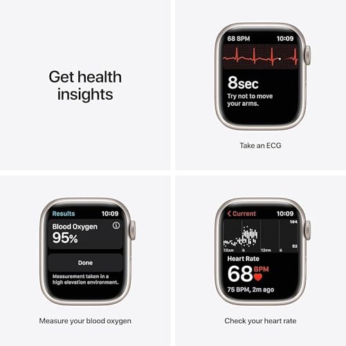 Image of Apple Watch Series 7 (GPS, 41mm) Starlight Aluminum Case with Starlight Sport Band, Regular (Renewed)