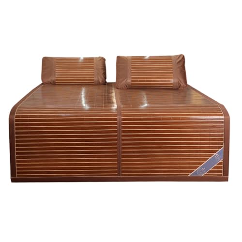 Tapete de verano de bambú refrescante con funda de almohada, plegable, tapete de primavera de seda de hielo para estudiantes, tapete de césped para una sola persona (120 cm x 190 cm), perfecto para