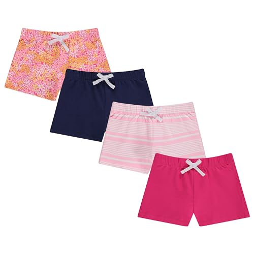 Image of BTween 4 Pack Girls Shorts, Cotton French Terry Shorts for Girls, Kids Summer Clothing