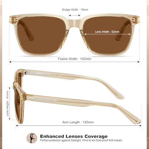 Image of CARFIA Acetate Polarized Sunglasses for Men UV400 Protection Classic Retro Square Shades Driving Glasses
