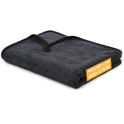 URAQT XXL Panni in Microfibra per Auto 600 GSM, 90 * 60 CM Panno di Asciugatura Morbido Super Assorbente Professionale, Asciugamani Lucidanti Riutilizzabili, per Auto e moto, Finestre, Vetri