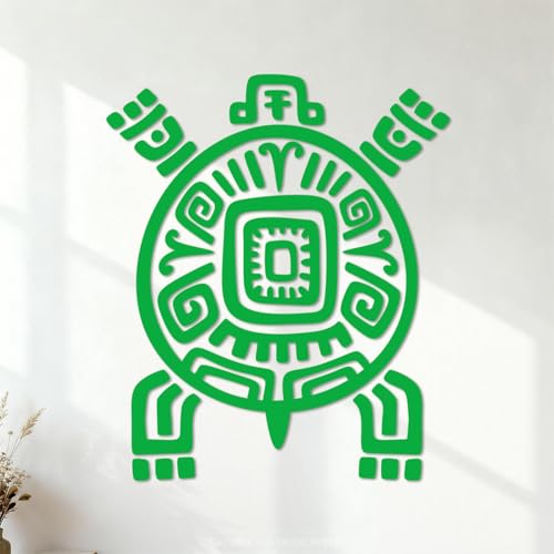 tartaruga totemica azteca maya simboli tribali maya inca Adesivi con incisioni di pregio Cultura del tatuaggio 35x41.4cm Verde
