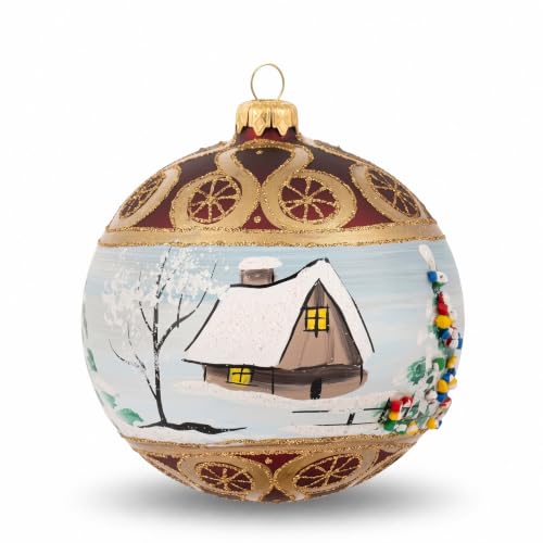 Polish Hand Blown Glass Christmas Ornaments Ball, Countryside Wine 5 in