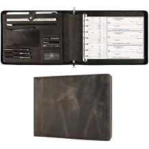 DUKE&COW Leather Business Checkbook Binder - 7 Ring Check Binder Zippered Business Check Binder with Check Book Holder for 3 Per Page 600 Checks Capacity for 9 x 13 inch Sheets, Grey - Non Custom