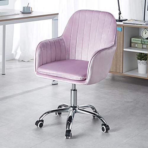 Chaise de bureau velours violet pivotante réglable chambre