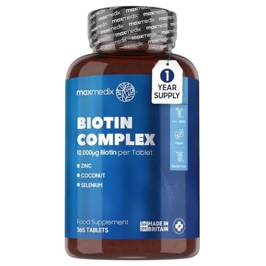 Biotin 10.000 mcg kosttillskott – 365 tabletter (räcker upp till 1 år) – Biotin hårtillväxt tillskott, främjar friska naglar och frisk hud, vegan kosttillskott biotin tabletter - Tillverkad i UK