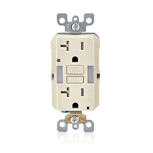 Image of Leviton GFCI Outlet with Guidelight, 20 Amp, Self Test, Tamper-Resistant with LED Indicator Light, Replaces Plugged in Night Light, GFNL2-T, Light Almond
