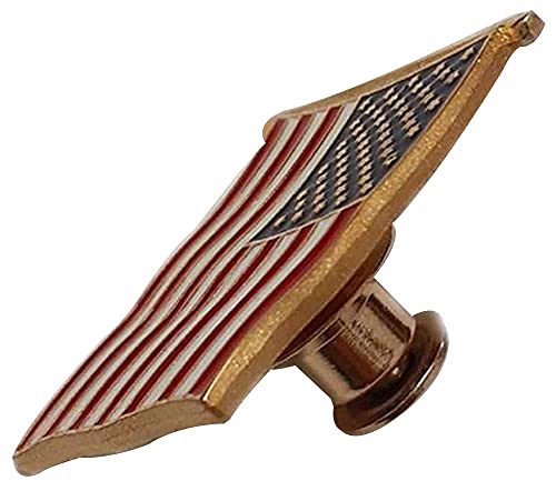 Patriotic Pins Waving American Flag Hat & Lapel Pin - Single Pin | Made In The Usa | 7/8" X 7/8" | Brass Gold Plate | Red, White And Blue Enamel Stripes | Travel Pouch & Gift Box Included #TOP6