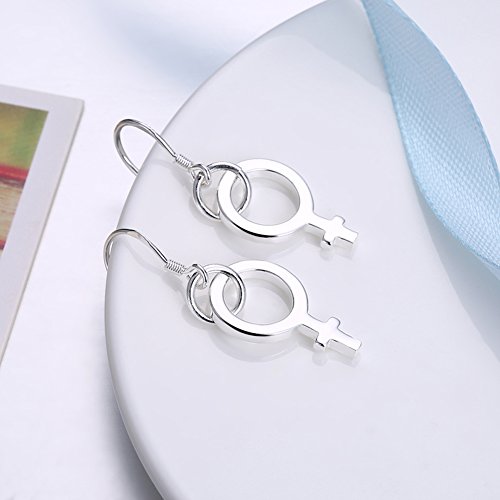 Feminist Silver Earrings For Women Fashion Female Symbol Creative Dangle Hypoallergenic Earrings For Girls #TOP3