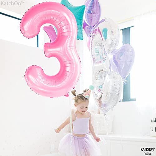 Katchon, Light Pink Number 3 Balloon - 40 Inch, 3Rd Birthday Decorations For Girls | Pink 3 Balloon Number | Unicorn Birthday Decorations For Girls | Pink Birthday Party Supplies, 3 Year Old Balloon #TOP5