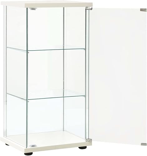 Miniatura 3 de loibinfen Armario de almacenamiento de vidrio templado, vitrina de vidrio con 3 estantes, estantería de pie para sala de estar, 16.7 x 14.4 x 33.9