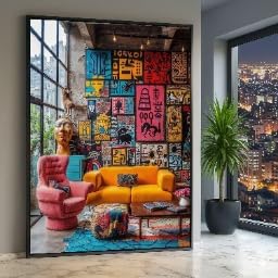 Tableau contemporain pour la maison : sublimez votre salon avec une toile urbaine 60x90cm