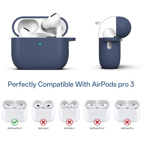 Image of Meliya for AirPods Pro 3 Case 2025 with Cleaner Kit, Soft Silicone Protective Case for Apple AirPods Pro 3rd Generation with Keychain & Lanyard for Women Men (Midnight, Airpods Pro 3 2025)