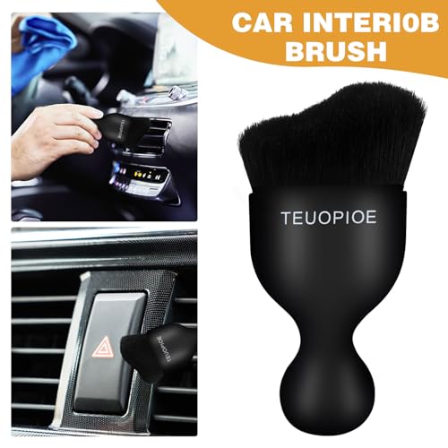 TEUOPIOE Car Interior Cleaning Brush, Car Duster Interior,Car Detailing Brush Dusting Brush,Car Interior Cleaning Tool, Auto Soft Hair Car Brush,Auto Interior Dust Brush for Air Vents(Black)