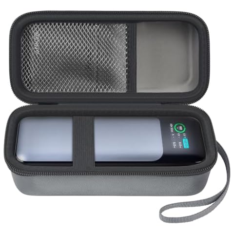 casmilee Case Compatible with Anker 737/735/ 736/717 USB-C Portable Charger Power Bank, Fast Foldable Wall PowerBank Bag for GaN Prime Nano II AC Adapter, Powercore Pocket for Lights Cable (Grey) Cover