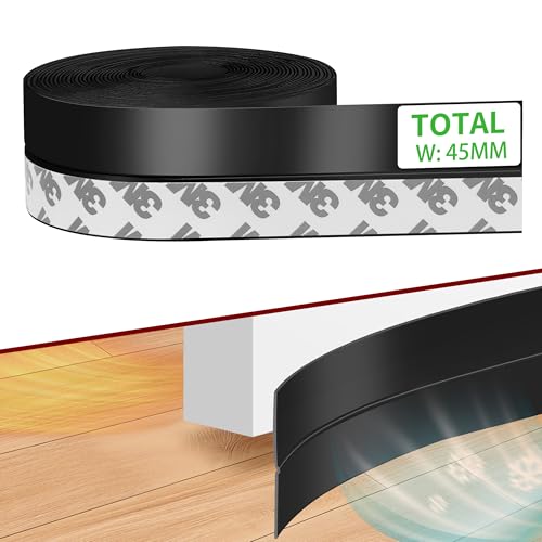 Burlete puerta garaje – silicona negra autoadhesiva, sellado inferior y cortavientos, 45MM para grandes holguras ≤ 30MM, protector bajo puerta exterior