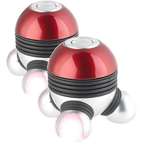 newgen medicals Massagegeraete: 2er-Set Mini-Vibrations-Massagegeräte mit 3 Köpfen & LED-Beleuchtung (Massagegerät Rücken Vibration, Hand, Masage)