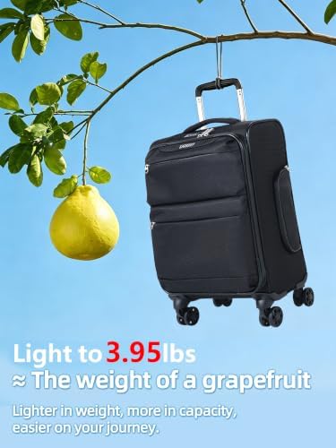 LIGHTGO 50.8cm(20인치) 경량 소프트쉘 기내 반입 수하물, 360° 무소음 스피너 휠, TSA 잠금, 방수 및 긁힘 방지 원단, 스마트 수납 공간, 블랙., 초경량 50.8cm(20인치) 휴대용 소프트사이드 캐리어 — 사진 4