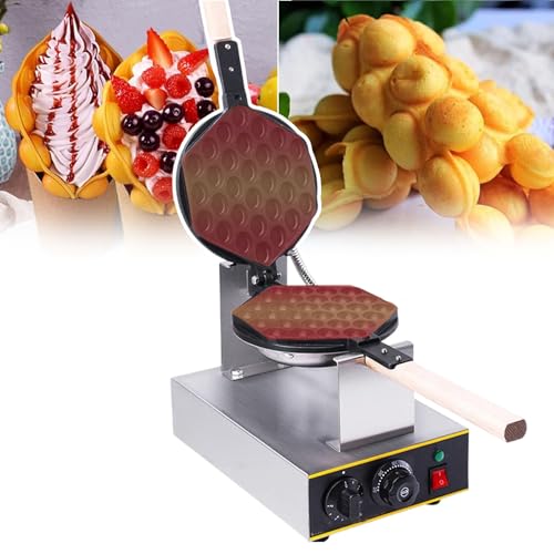 pedenencelia Gaufrier À Bulles,Gaufrier Commercial Domestique, Rotatif À 108 °,avec Contrôle Indépendant De La Température Et Bouton De Minuterie,pour Restaurant,Snack-Shop Ou Café,1400 W
