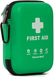 First Aid Kit - 170 Pieces Hard Case and Lightweight - Includes 2 x Eyewash,Instant Cold Pack,Emergency Blanket for Travel, Home, Office, Vehicle, Camping, Workplace & Outdoor (Green)