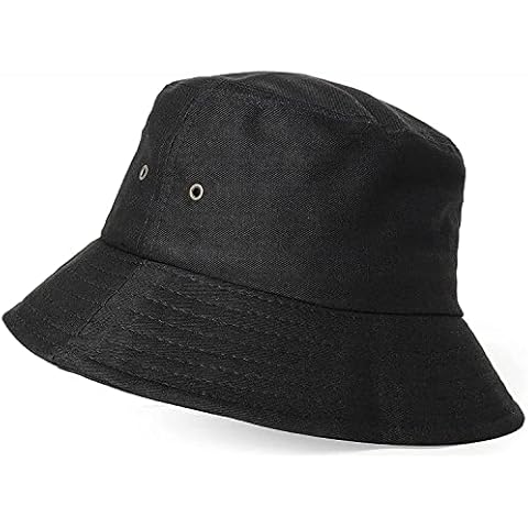 Youth-Bucket-Hat for Big Boys Girls, Kids Summer Solid-Cotton Sun-Beach-Hat Fisherman-Cap for Teens (Size 22") (as8, Age, 8_Years, 16_Years, Black, Medium) Cover