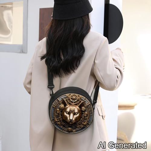Image of Women Novelty Round Clock Shape Zippered Clock Purses for Women Tote Handbag Shoulder Bag, Gift for Mom Girlfriend