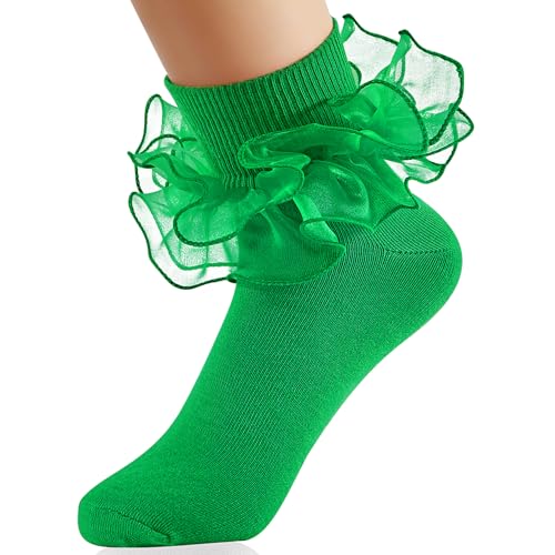 Image of Komorebi Big Ruffle Ankle Socks Lace Frilly Cotton Socks for Women Girls