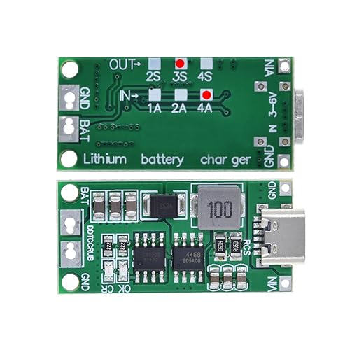 HiLetgo 2pcs Multi-Cell 2S 3S 4S USB-C to 8.4V 12.6V 16.8V (3S 4A) Step-Up Boost LiPo Polymer Li-Ion Charger Board 7.4V 11.1V 14.8V 18650 Lithium Battery Boost Module Type-C