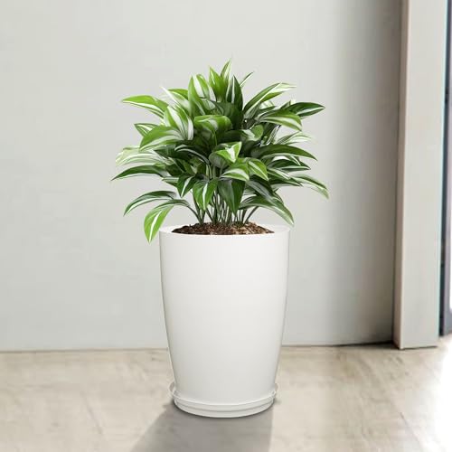 Urbane Home Flower Pot with Plate | 14 Inch Indoor-Outdoor Plants Stand | Flower Pot for Home-Office | Flower Pot for Garden | Flower Gamla for Balcony | Plain Tower | White (B0D5485N4C) Amazon Price History, Amazon Price Tracker