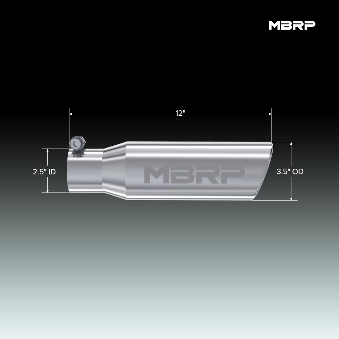 MBRP T5113 Tip (3 1/2" O.D. Angled Rolled End 2 1/2" Inlet 10" Length T304)