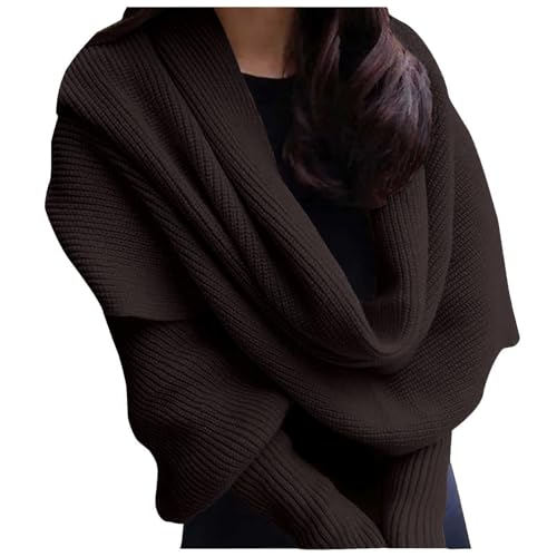 Sweater Scarf with Sleeves for Women Winter Loose Knitted Shawl Wraps Autumn Chunky Long Warm Crochet Cape Scarves2