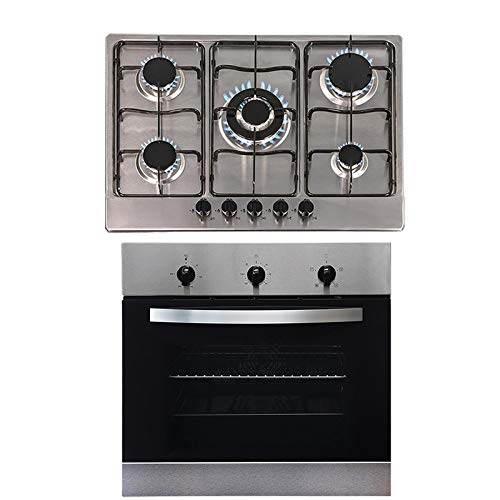 SIA 60cm Stainless Steel Single Electric True Fan Oven And 70cm 5 Burner Gas Hob