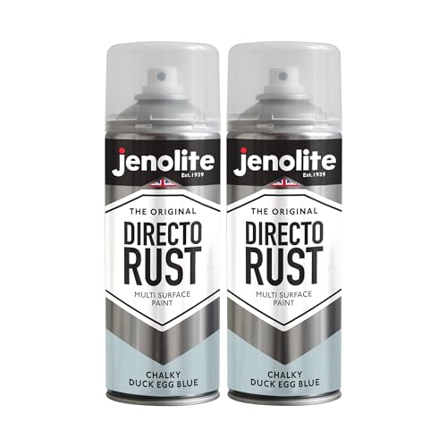 JENOLITE Directorust Chalky Spray Paint | DUCK EGG BLUE | 2x400ml | Multi-Surface Chalky Finish Spray Paint | Ideal For Furniture, Ornaments, Picture Frames | Interior & Exterior Use | BS 16C34