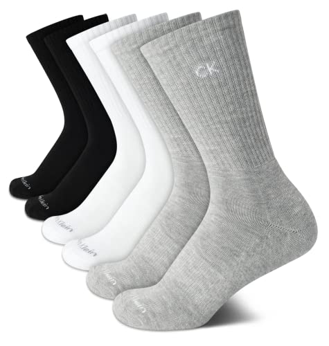 Calvin Klein Women's Socks - Cushion Athletic Crew Socks (6 Pairs), Grey Assorted, 3.5-9 UK