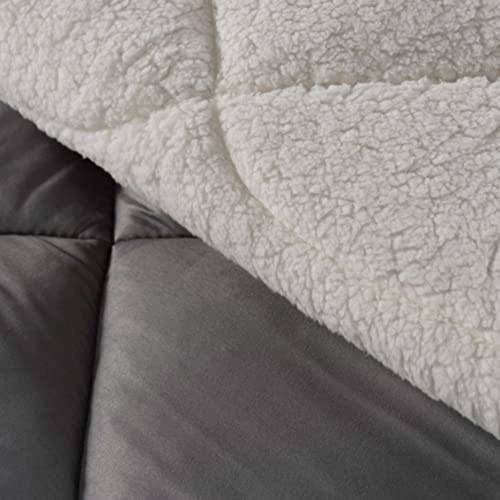 Coberdrom Casal Queen Sherpa Tipo Lã de Carneiro 2,40 X 2,20m Casa Dona (Cinza)