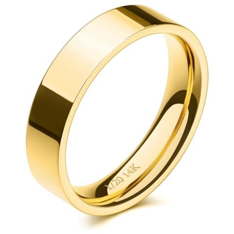 NOKMIT 5mm 14K Gold Filled Rings for Women Girls Wedding Band Dainty Thick Thumb Ring Couple Anniversary Engagement Gifts Non Tarnish Comfort Fit Size 4 to 11(Gold,8) Cover
