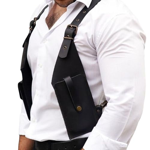 Bolsa medieval de axila con doble hombro y botones de cuero retro para outdoor