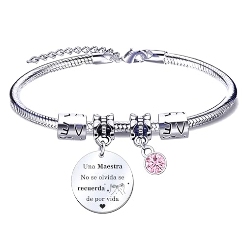 Xwxwxw Regalo Del Dia Del Maestro Pulsera Profesoras Regalos Originales Para Profesoras Pulseras Maestro Regalo Grabado Pulsera Graduación Regalos Cumpleaños (1)