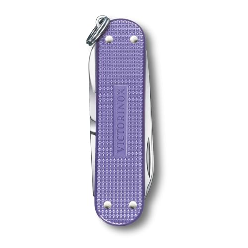 Image of Victorinox Classic SD Alox Swiss Army Knife, Compact, 5 Functions, Swiss Made Pocket Knife with Small Blade, Screwdriver and Key Ring - Electric Lavender (Purple)